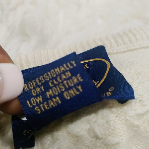 Chelsea Cambell Charter Club White Cashmere Cardigan Floral Embroidery Large - Picture 7 of 10